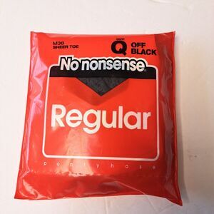 NOS No Nonsense Regular PANTYHOSE WOMENS Size Q M38 SHEER TOE OFF BLACK VINTAGE